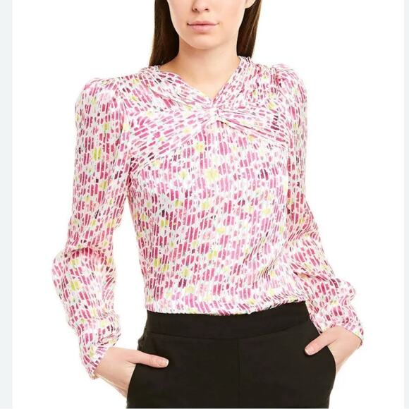 Kate Spade New York Marker Floral Devore Top Pink Size Large - Picture 2 of 9